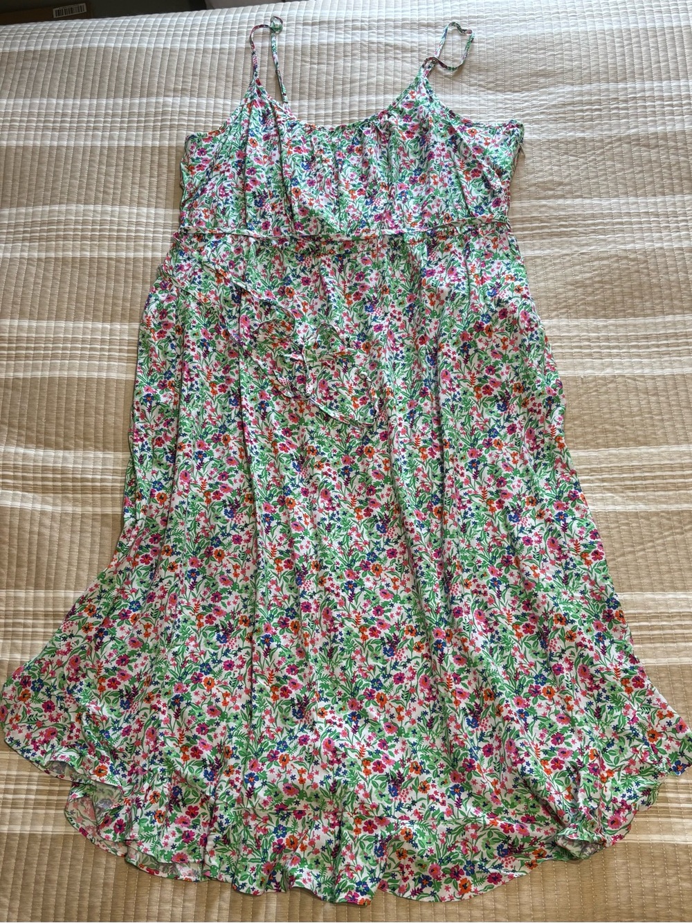 J.Crew Floral Ruffle Sundress in White, Pink & Green 18